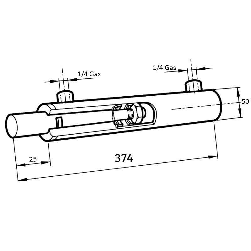 Pistone idraulico doppio effetto 374x40x20 corsa 200 mm